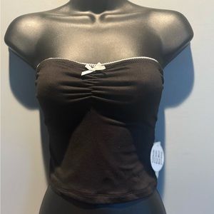 Black Strapless Top with Bow